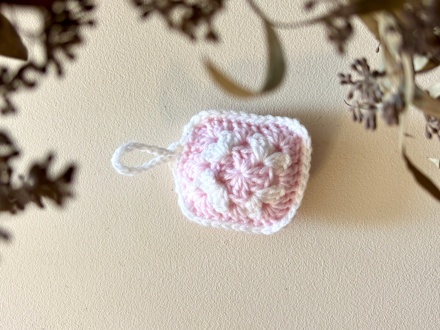 Granny Square AirPod Case - Pale Pink