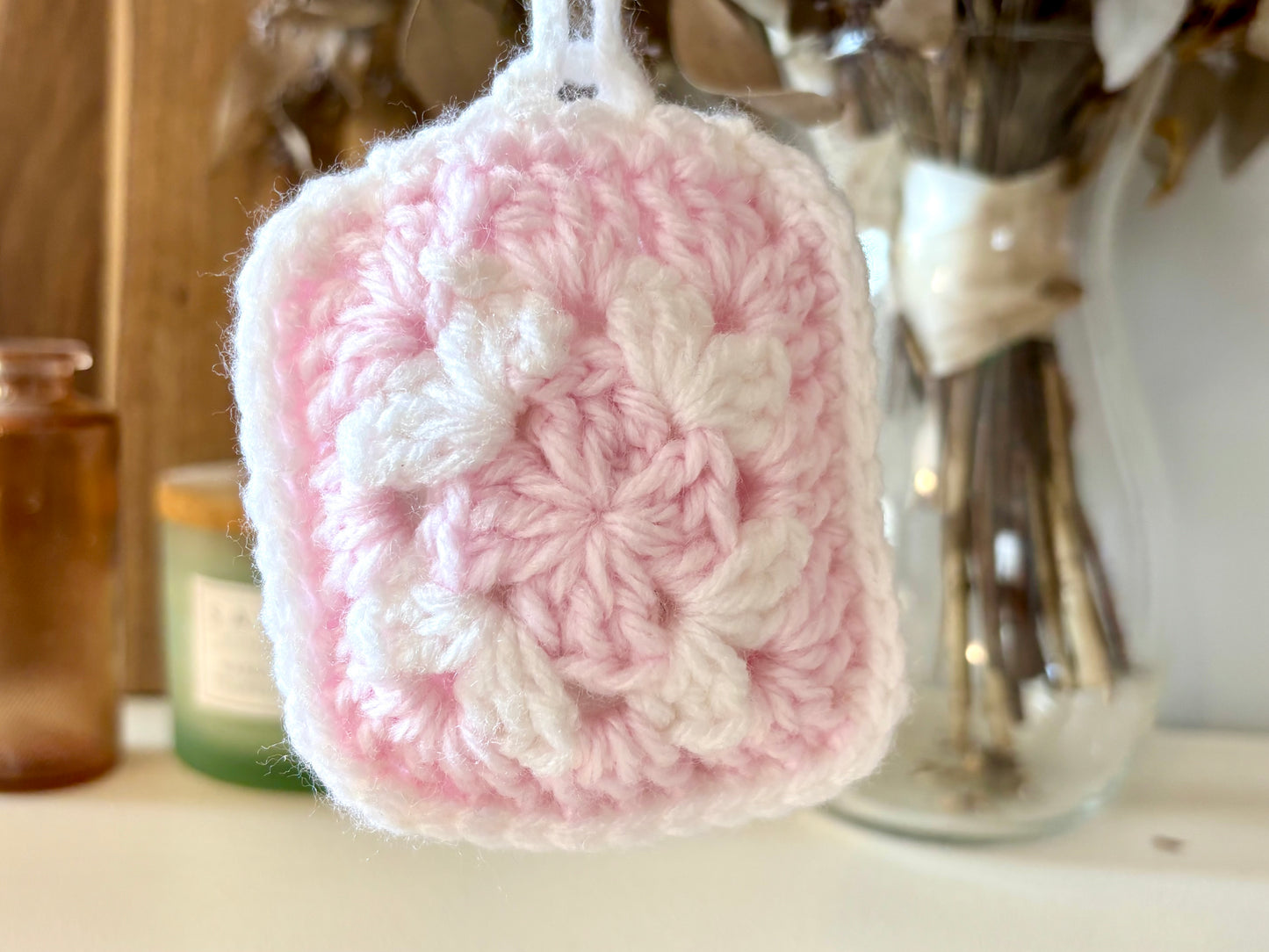 Granny Square AirPod Case - Pale Pink